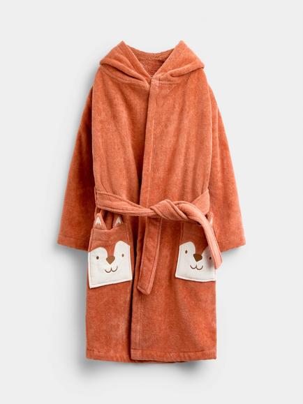 JoJo Maman Bébé Kids' Fox Dressing Gown, Rust Orange, Rust Orange