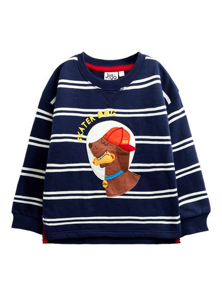JoJo Maman Bébé Baby Skater Dog Sweatshirt, Navy Blue, Navy Blue