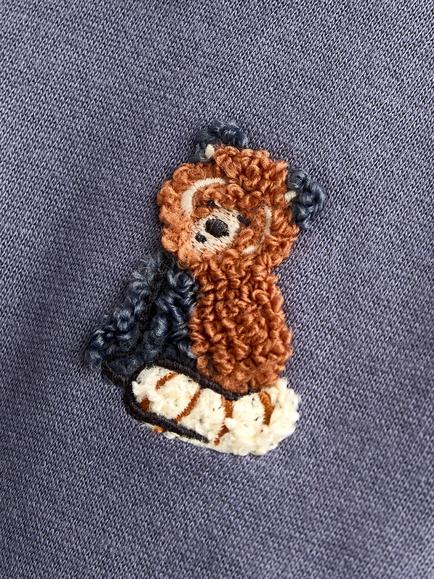 JoJo Maman Bébé Baby Embroidered Red Panda Half Zip Sweatshirt, Mid Blue - view 2, Mid Blue