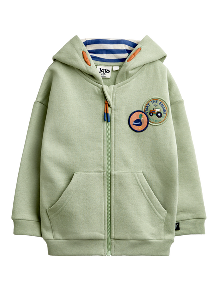 JoJo Maman Bébé Kids' Let's Go Cotton Blend Hoodie, Light Green, Light Green