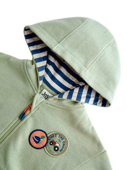 JoJo Maman Bébé Kids' Let's Go Cotton Blend Hoodie, Light Green - view 2, Light Green