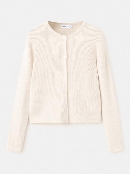 Mango Kids' Soft Knit Cardigan, Beige, Beige