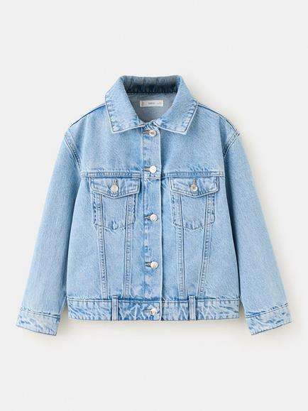 Mango Kids' Relaxed Oversized Jacket, Blue, Blue
