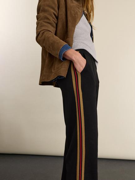 Baukjen Marjorie Side Stripe Wide Leg Trousers, containing LENZING™ ECOVERO™ Viscose, Black - view 2, Black