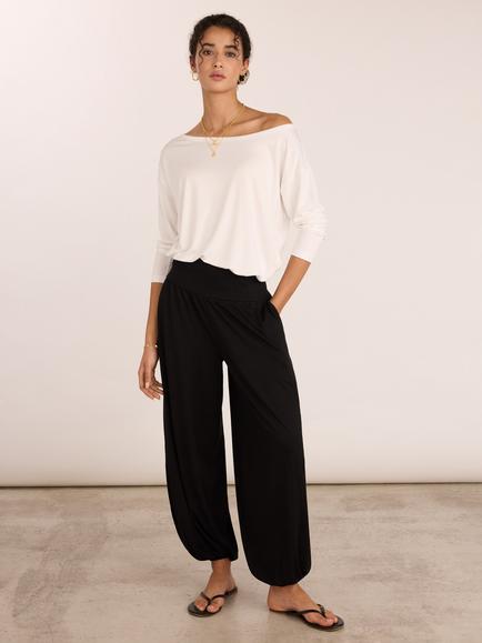 Baukjen Otis Jersey Balloon Trousers, containing LENZING™ ECOVERO™ Viscose, Black - view 2, Caviar Black