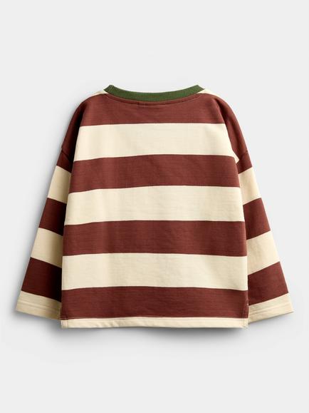 JoJo Maman Bébé Kids' Dino Long Sleeve Top, Brown/Multi - view 2, Brown/Multi