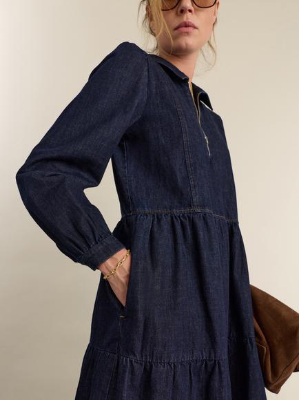 Baukjen Cody Organic Cotton Denim Midi Dress, Dark Blue - view 2, Dark Blue