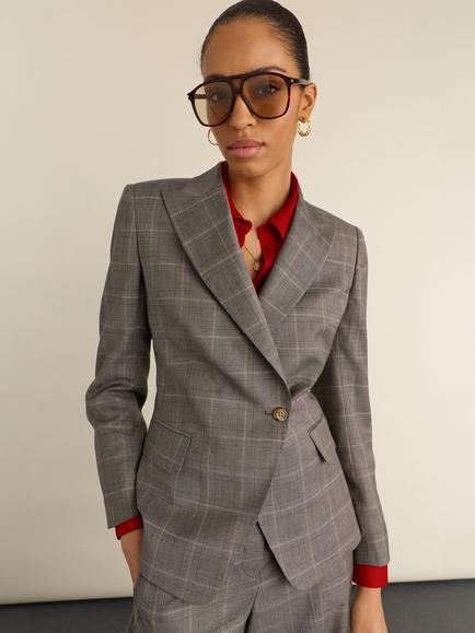 Baukjen Eva Cinched Waist Blazer, Grey, Grey