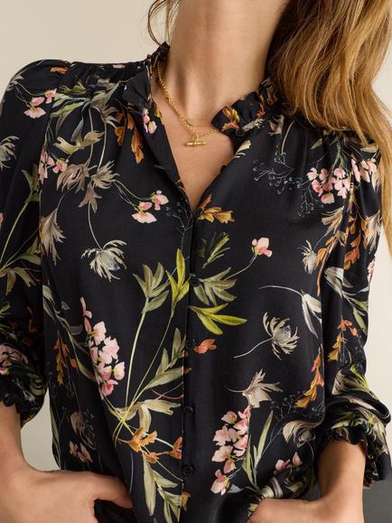 Baukjen Sabrina Floral Long Sleeve Top, Black - view 2, Black