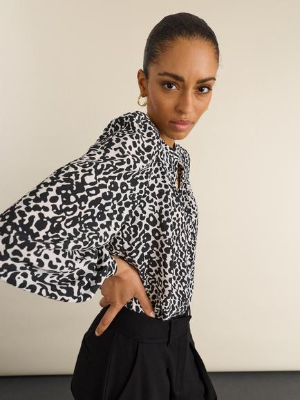 Baukjen Sam Animal Long Sleeve Top, Black/White - view 2, Black/White