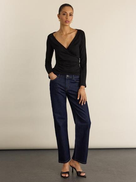 Baukjen Lina Date Night Jersey Top, containing LENZING™ ECOVERO™ Viscose, Black, Black
