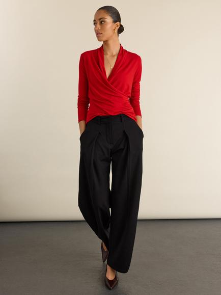Baukjen Gylda Fixed Wrap Jersey Top, containing LENZING™ ECOVERO™ Viscose, Crimson Red - view 2, Crimson Red