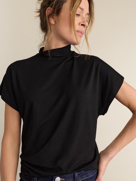 Baukjen Mia High Neck Jersey Top, containing LENZING™ ECOVERO™ Viscose, Black, Black