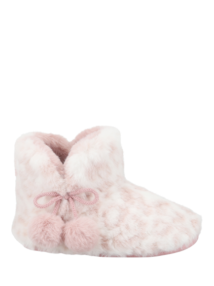 totes Kids' Faux Fur Boot Slippers, Pink/White, Pink/White