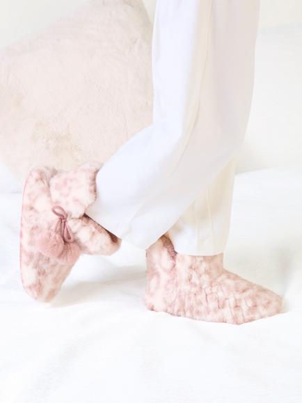 totes Kids' Faux Fur Boot Slippers, Pink/White - view 2, Pink/White