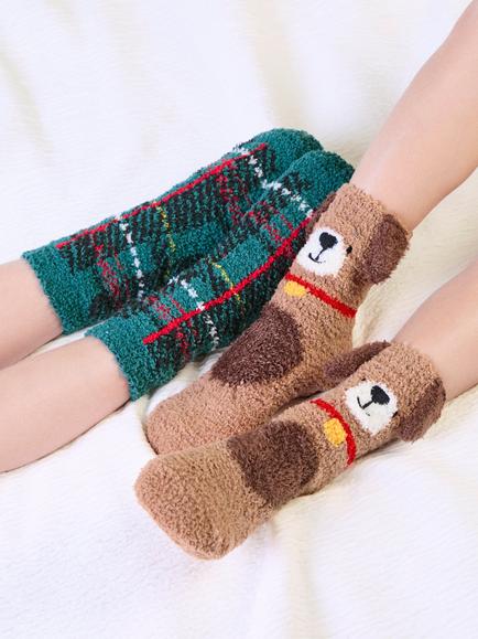 totes Kids' Cosy Anti-Slip Slipper Socks, Multi - view 2, Multi