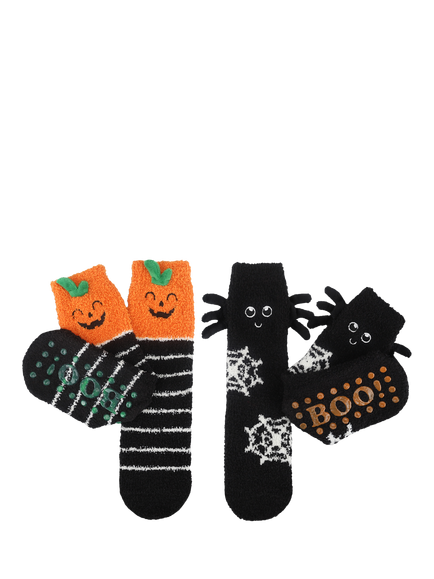 totes Kids' Cosy Halloween Slipper Socks, Pack of 2, Multi, Multi