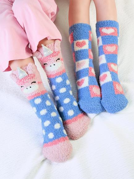 totes Kids' Cosy Anti-Slip Slipper Socks, Multi - view 2, Multi
