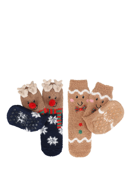 totes Kids' Cosy Anti-Slip Slipper Socks, Multi, Multi