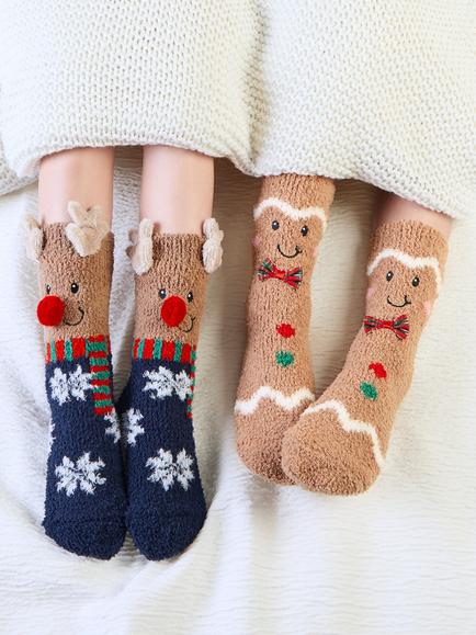 totes Kids' Cosy Anti-Slip Slipper Socks, Multi - view 2, Multi