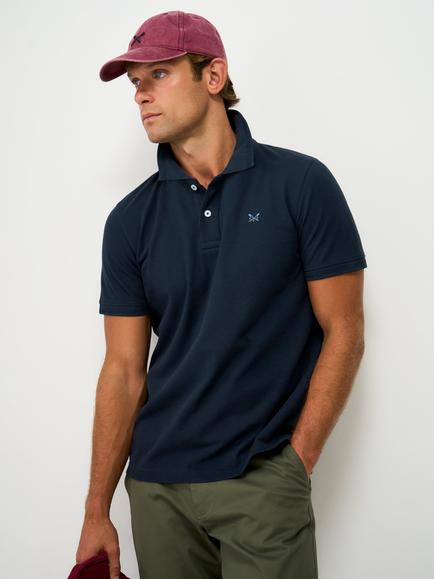 Crew Clothing Cotton Regular Fit Short Sleeve Polo Shirt, Navy Blue, Navy Blue