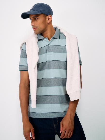 Crew Clothing Oxford Stripe Polo Shirt, Multi Blue