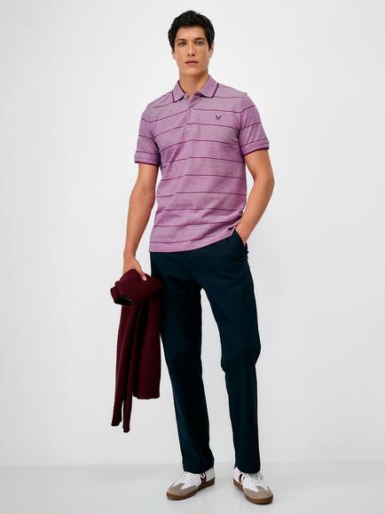 Crew Clothing Oxford Stripe Polo Shirt, Mid Pink