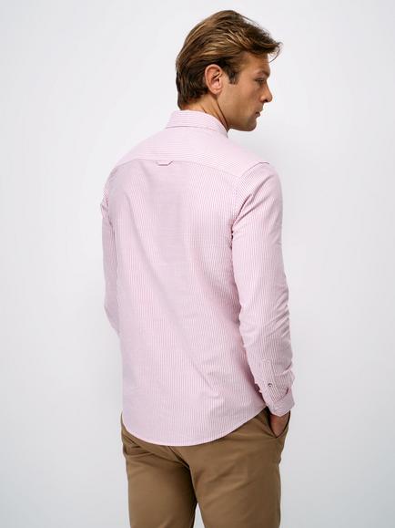 Crew Clothing Stripe Cotton Oxford Shirt, Crimson Red - view 2, Crimson Red