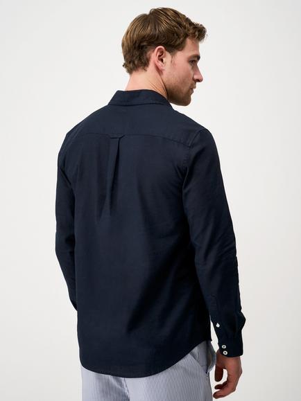 Crew Clothing Linen Cotton Blend Shirt - view 2, Navy Blue