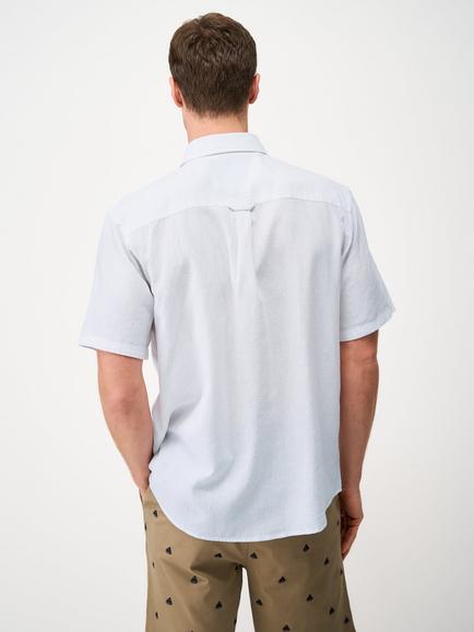 Crew Clothing Short Sleeve Linen Cotton Blend Shirt, Winter White - view 2, Winter White