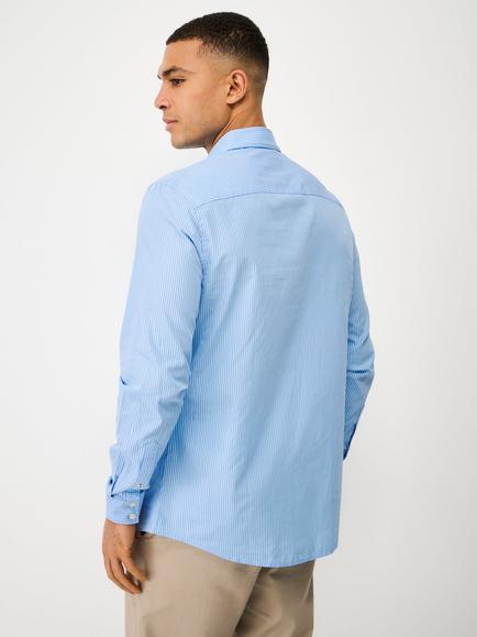 Crew Clothing Slim Fit Stripe Cotton Poplin Shirt - view 2, Light Blue