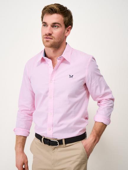 Crew Clothing Slim Fit Stripe Cotton Poplin Shirt, Light Pink