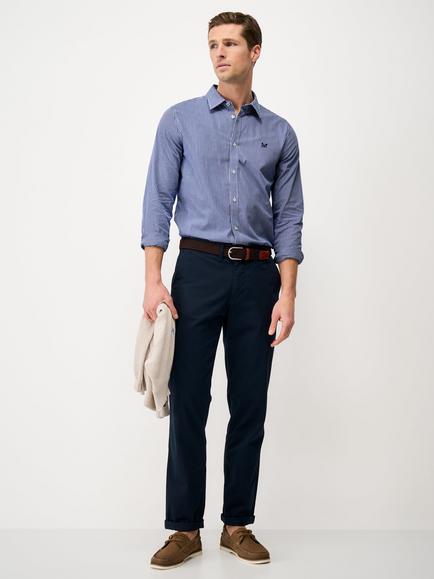 Crew Clothing Slim Fit Check Cotton Shirt, Dark Blue/White, Dark Blue/White