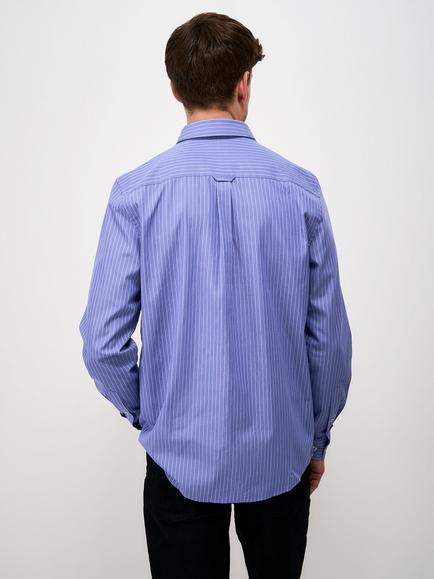 Crew Clothing Poplin Micro Stripe Classic Fit Shirt, Multi Blue - view 2, Multi Blue