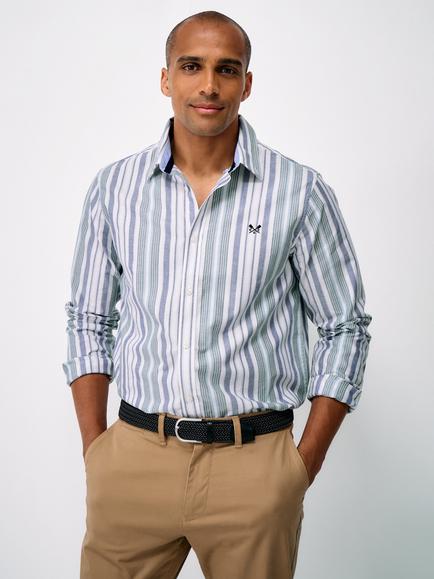 Crew Clothing Oxford Boathouse Striped Classic Fit Shirt, Multi Blue, Multi Blue