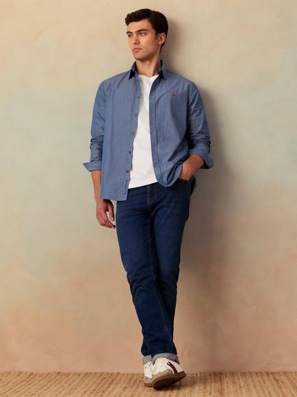 Crew Clothing Plain Chambray Classic Fit Denim Shirt, Denim Blue, Denim Blue