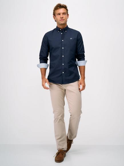 Crew Clothing Slim Fit Cotton Oxford Shirt, Dark Blue - view 2, Dark Blue