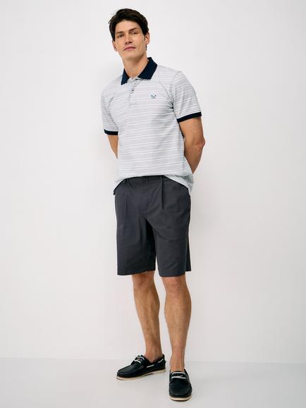Crew Clothing Pleated Cotton Blend Shorts, Charcoal Grey
