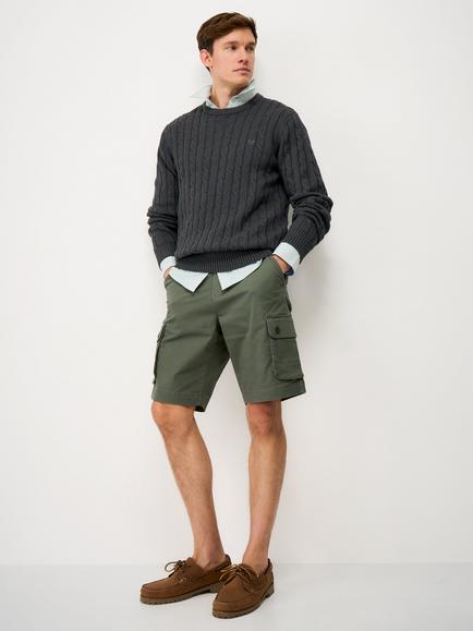 Crew Clothing Oarsman Cable Knit Jumper, Charcoal Grey