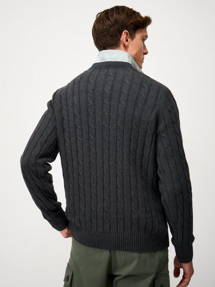 Crew Clothing Oarsman Cable Knit Jumper - view 2, Charcoal Grey