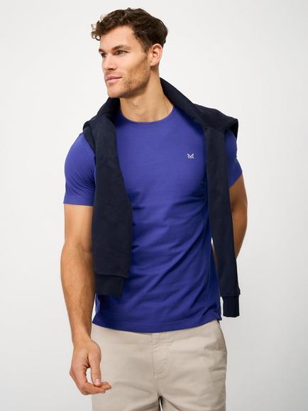 Crew Clothing Crew Neck Cotton T-Shirt, Mid Blue, Mid Blue
