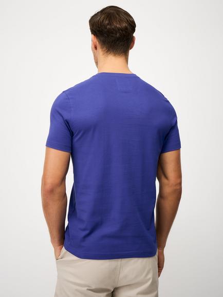 Crew Clothing Crew Neck Cotton T-Shirt, Mid Blue - view 2, Mid Blue