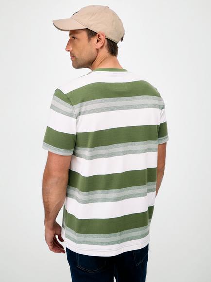 Crew Clothing Interest Stripe Oxford T-Shirt, Olive Green - view 2, Olive Green
