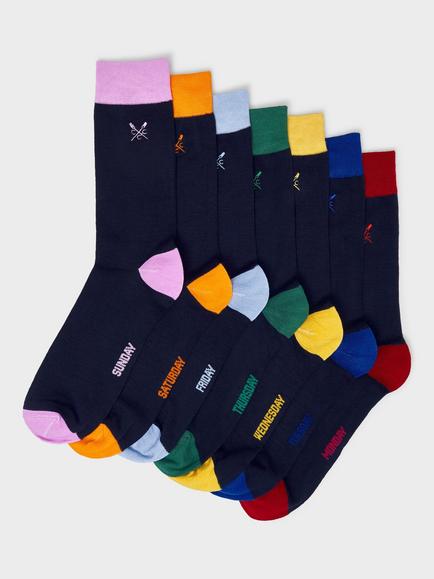 Crew Clothing Bamboo Socks, Pack of 7, Multi Blue, Multi Blue