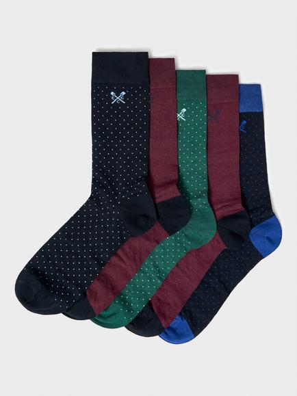 Crew Clothing Mixed Socks, Pack of 5, Multi, Multi