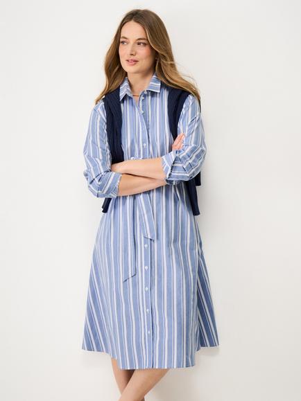 Crew Clothing Elle Striped Shirt Dress, Dark Blue - view 2, Dark Blue