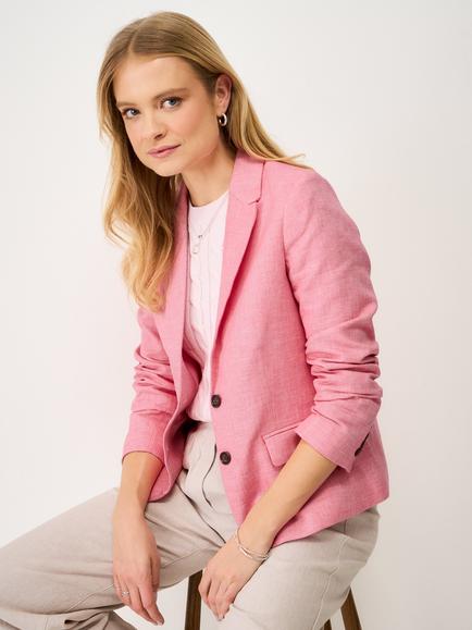 Crew Clothing Linen Blend Blazer, Fuchsia, Fuchsia
