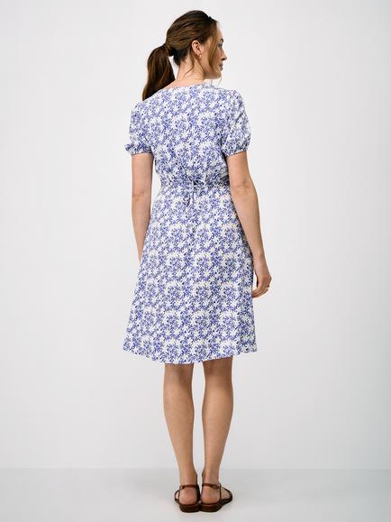 Crew Clothing Ava Floral Knee-Length Tea Dress, Mid Blue - view 2, Mid Blue