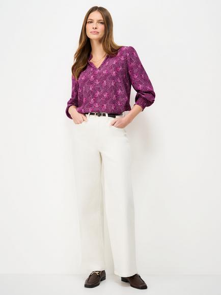 Crew Clothing Beatrice Floral Print Blouse, Burgundy Red, Burgundy Red