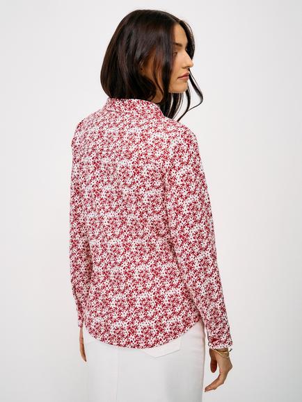 Crew Clothing Floral Print Jersey Shirt, Red - view 2, Red